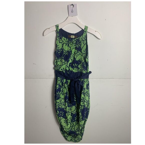 Anthropologie Eva Franco Green and Blue Midi Sleevless Printed Dress - Picture 1 of 3
